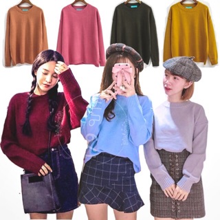 [ด่วนก่อนหมดโปร] Miss Sumey เสื้อไหมพรมแขนยาว Cute Basic สเวตเตอร์ไหมพรม Sweater