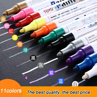 TOYO Ready Stock ปากกามาร์กเกอร์สีขาวกันน้ํา 11 สี