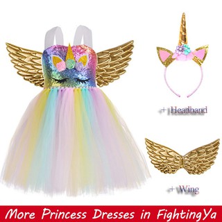 2023 Unicorn Tutu Dress Glowing Kids