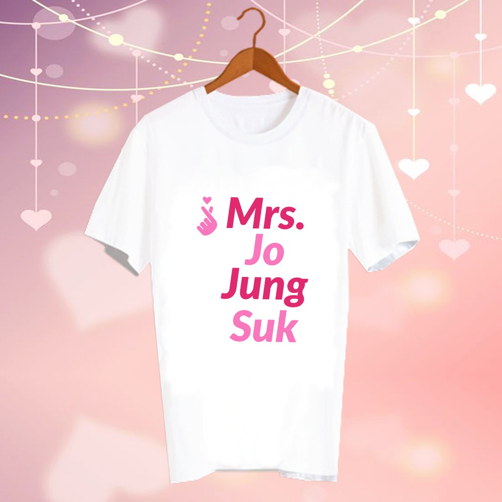 เสื้อยืดสีขาว สั่งทำ เสื้อดารา Fanmade แฟนเมด CBC108 mrs. jo jung suk love finger sign