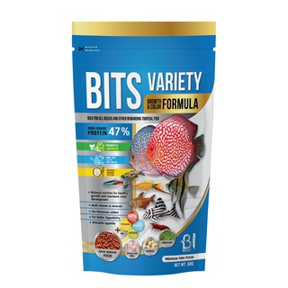 ฺBoost BITS VARIETY GROWTH &amp; COLOR FORMULA อาหารปลาสวยงามกลุ่ม Tropical ชนิดเม็ดบิทแบบSLOW SINKING PELLET (60กรัม)