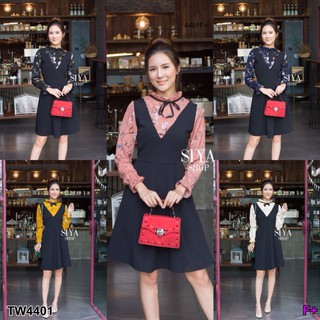 J4401 Dress เดรสแขนยาวลายดอกเดรสซี่ Floral print dress with long sleeves