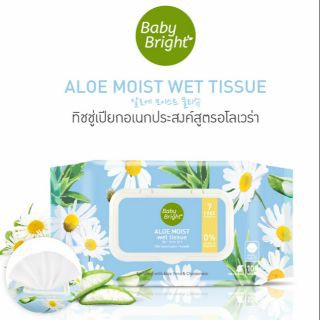 Baby Bright อโลมอยส์เว็ททิชชู่ 100แผ่น เบบี้ไบร์ท Aloe Moist Wet Tissue 100Sheets