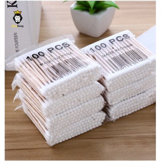 คอตตอนบัด 100 ก้าน (แพ็คเดี่ยว) Cotton buds สำลีปั่นหูด้ามไม้ สำลีไม้ สำลีก้าน สำลีเช็ดเครื่องสำอาง