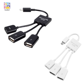 อะแดปเตอร์สายเคเบิ้ล Micro Usb Hub Male To Female &amp; Double Usb 2 . 0 Host Otg 3 In 1