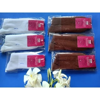 นักเรียนไนลอนแบบยาว มีสีขาวและสีน้ำตาลยกแพ็ค 12 คู่(21)