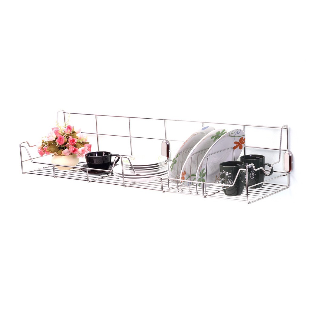 KOWA HOMEWARE KWH-DR004 ชั้นวางจานติดผนัง stainless steel 304 ขนาด 100 Cm. แถม ที่คั่นจาน 5 ชิ้น