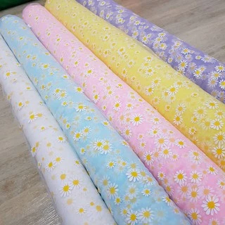 ผ้ามุ้ง เนื้อนิ่ม ผ้าตาข่าย ลายดอกเดซี่ เนื้อดี ตกแต่งง่าย หน้ากว้าง 150 cm ราคาต่อเมตร มีหลายสี พร้อมส่งทันที