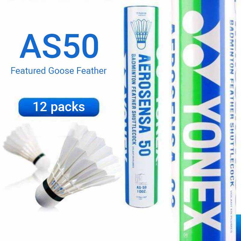 ลูกขนไก่แบดมินตัน Yonex AS50 12 ชิ้น 77 ความเร็ว, Stable-Flight Goose Feather ลูกสําหรับฝึกซ้อมเกมสม