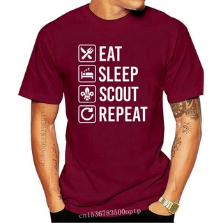 เสื้อยืดผ้าฝ้ายพิมพ์ลายคลาสสิก พร้อมส่ง เสื้อยืดแขนสั้น ลาย Eat Sleep Scout Repeat 100% หลากสี สําหรับผู้ชาย 80S