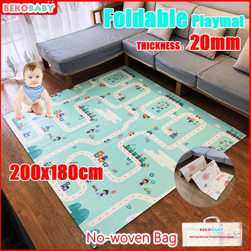 ความหนา 20 มม.เด็กเล่น Mat XPE พรมเด็กพรมปูพื้น Crawling Mat ขนาดใหญ่พับเสื่อเด็กกันน้ํา Playmat 200x180 ซม.