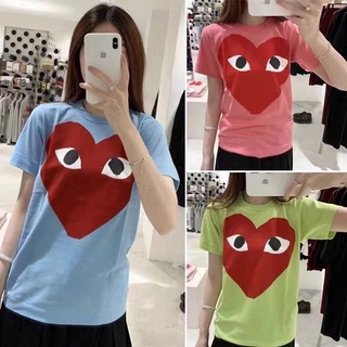 ❤❀ [พร้อมส่ง] ❤ เสื้อยืดแขนสั้นลําลอง ผ้าฝ้ายแท้ ปักลายหัวใจ สีแดง สําหรับคู่รักS-5XL