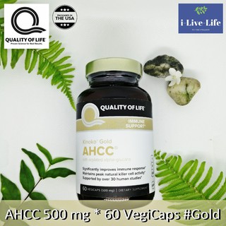 เอเอชซีซี Kinoko Gold AHCC Immune Support 500 mg 60 Vegicaps - Quality of Life Labs สูตรโกลด์