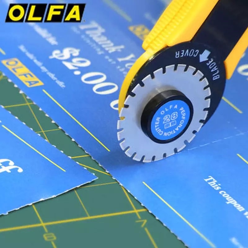 Rotary  cutter 28mm OLFA ใช้ใบตัดปรุ หรือใบกลม (รุ่นด้ามจับโค้งมน)**ใบคมพิเศษ Japanese Brand**