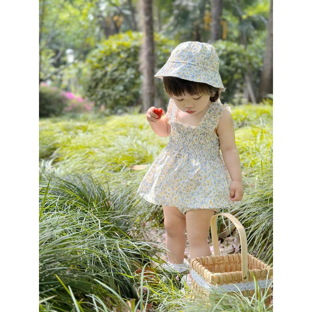ชุดบอดี้สูทเด็กอ่อน ชุดเด็กผู้หญิง ลายดอกไม้ พร้อมหมวก ผ้าดีมาก (BDS00154)