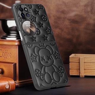 เคสโทรศัพท์มือถือหนัง TPU รอบด้าน กันรอยกล้อง ลายหมี Violent น่ารัก มีกระเป๋าใส่กล้อง สําหรับ Huawei P50 P50 Pocket