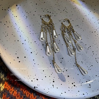 925 silver needle diamond zircon tassel earrings French long ladies fan long temperament earrings earrings for girls for