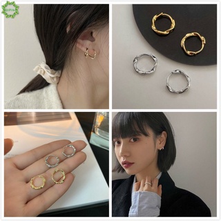 Cod Qipin Super Chic Geometric Twisted Earrings Korean Irregular Mini Circle Ear Hoop Jewelry