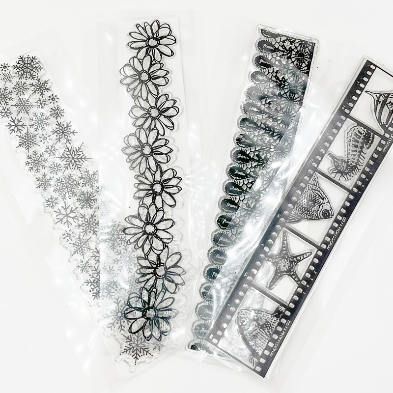 ขอบวินเทจ ซิลิโคนซีลใสแสตมป์ใสสําหรับอัลบั้มรูปสมุด DIY