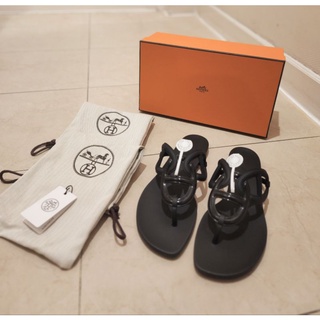 ใหม่ !! Hermes Egerie Sandal ของเเท้ size 39 สีดำ ของเเท้