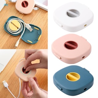 pri Small Portable Round Rotatable Wire Organizer Data USB Cable Storage Management Tool Phone Charging Line Winder Box