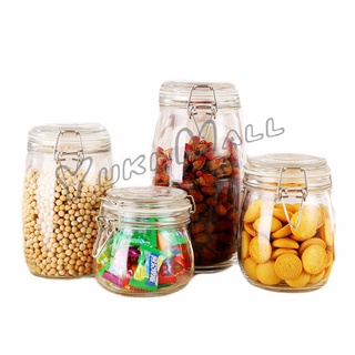 Yuki โหลแก้วมีฝาปิด โหลแก้วสูญญากาศ  มีหลายขนาดให้เลือก ขวดแก้วปิดสนิท Glass sealed jar