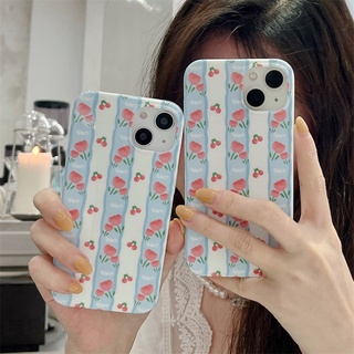 เคสโทรศัพท์มือถือ TPU ลายดอกทิวลิป สําหรับ iphone 13 12 11 promax X XR XS MAX