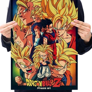 โปสเตอร์กระดาษคราฟท์ลายการ์ตูน Dragon Ball Z สไตล์ญี่ปุ่นสําหรับตกแต่งบ้าน