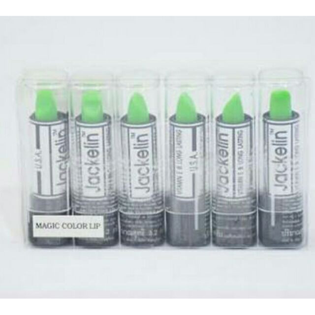 (ขายยกแพ็ค)Jackelin Vitamin E & Long Lasting U.S.A. แจ็คเกอลิน ลิปเปลี่ยนสีติดทนนาน 24 ชม. ลิปเขียว