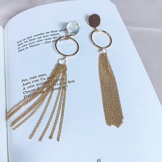 ADIZO เครื่องประดับเคลือบ ทองแท้ 18K ต่างหู Bohemian Drop Chain Earring