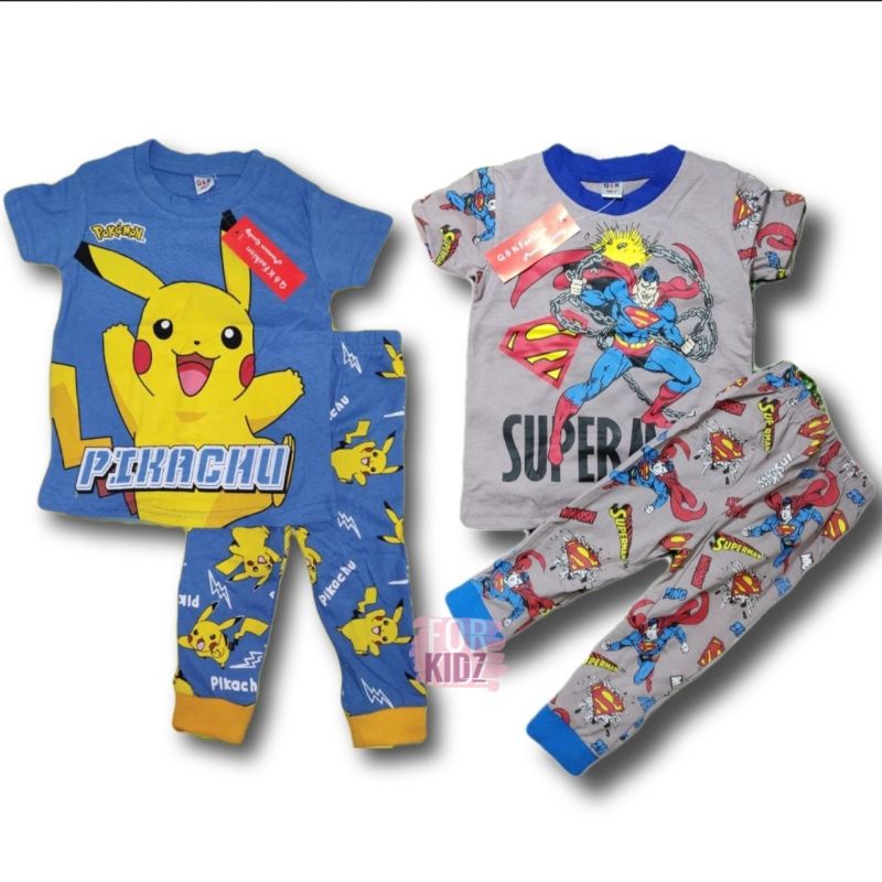 ชุดนอนเด็ก Q&K Pokemon Pikachu Superman