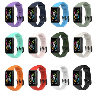 สายนาฬิกาข้อมือ ซิลิโคน สีพื้น สำหรับ Huawei band 6 Honor Band 6