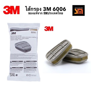 3M 6006 ตลับกรอง Multi-Gas/Vapor ป้องกันสารตัวทำละลาย กรดแก๊ส ไอฟอร์มัลดีไฮด์ กันกลิ่นได้ดีที่สุด ( 1 คู่ )