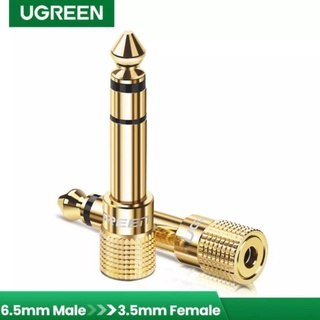 UGREEN รุ่น 20503 อะแดปเตอร์ หัวเเจ็ค 6.35mm แปลงเป็น 3.5mm ชุปทอง24k Original สำหรับหูฟัง และเฮดโฟน (1ชิ้น)