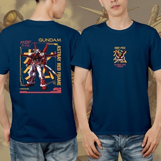 แขนสั้นcrew neckเสื้อยืด พิมพ์ลายอนิเมะ Mecha Gundam MBF-P02 ASTRAY RED FRAME NAVY สีขาว สีดํา คุณภาพพรีเมี่ยม DISTRO MM