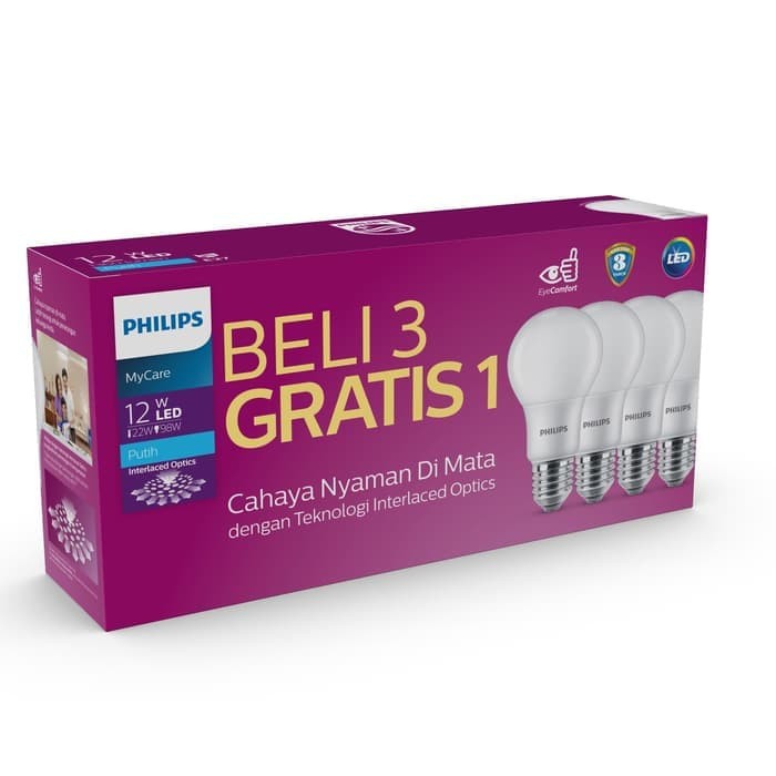 แพคเกจ 4 PHILIPS LED LAMPS 6W / 8W / 10W / 12W MULTIPACK MYCARE BULB