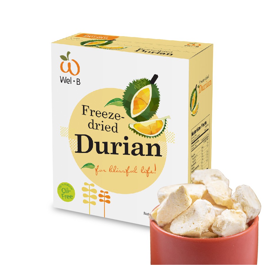 Wel-B Freeze-dried Durian 30g.(ทุเรียนกรอบ 30 กรัม) - ขนมเพื่อสุขภาพ ผลไม้กรอบ ผลไม้ฟรีซดราย ของฝาก