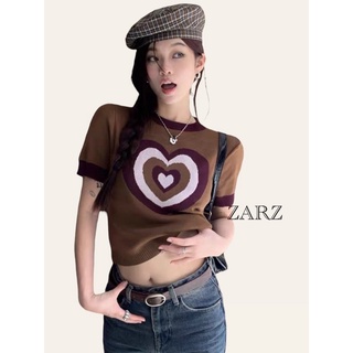 ZARZ.SHOP🍑พร้อมส่ง*เสื้อยืดตัวใจไหมพรม 80049