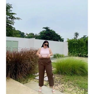 กางเกงสาวอวบอ้วนกางเกงทำงาน ใส่เที่ยวใส่คาเฟ่ผ้าเปเป้เอว34-46รุ่นS