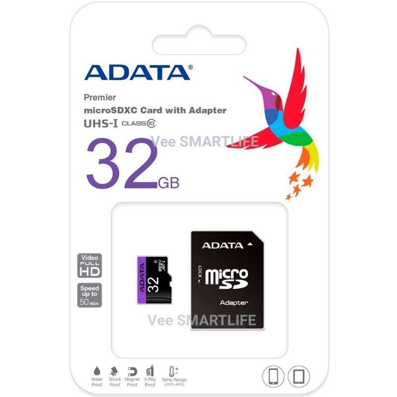 Adata sd card 32Gb class10 Micro UHS-I (80MB/s) สำหรับกล้องวงจรปิด ezviz , hikvision , imou , vstarc