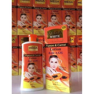 มาแรง *******MEGA WHITE GOLD FRANCE PAPAYA &amp; Carrot Lotion Kojic AA2G  500ml.