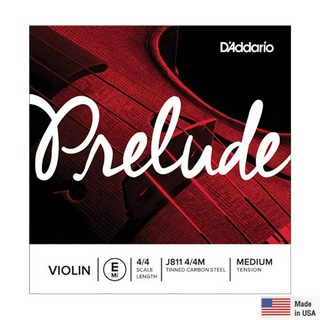 DAddario® Prelude J811 4/4M สายไวโอลิน แบบแยก สาย E / สาย 1 (Violin String, Medium Tension, Tinned Carbon Steel)