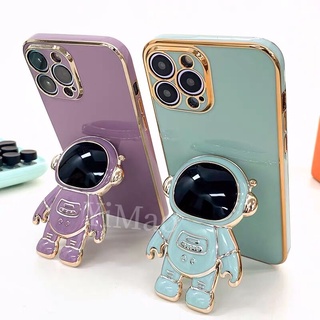 เคสโทรศัพท์มือถือแบบนิ่ม กันกระแทก ลายนักบินอวกาศ พร้อมที่ตั้งวาง พับได้ หรูหรา สําหรับ Vivo 1818 1819 1919 1920 1907 1929 Y1S 1812 1808 1803
