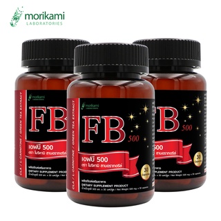 เผาผลาญไขมัน x 3 ขวด เบิร์นไขมัน FB500 เอฟบี500 morikami โมริคามิ แอลคาร์นิทีน สารสกัดจากชาเขียว ซีแอลเอ CLA L Carnitine