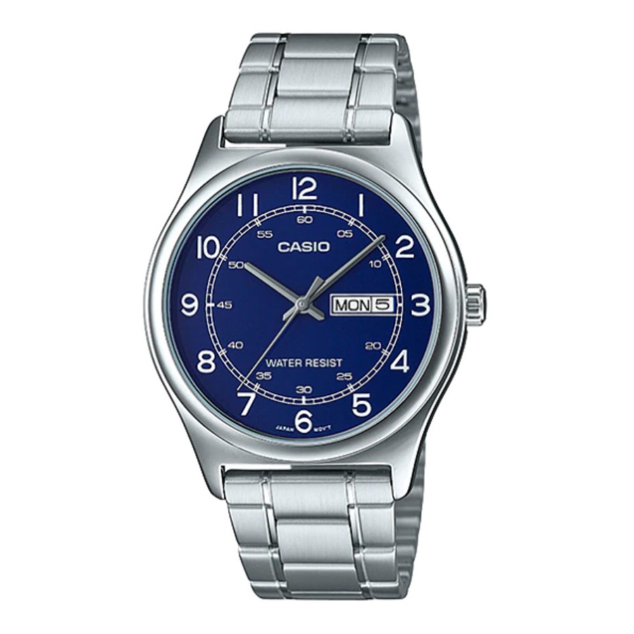 Casio Standard นาฬิกาข้อมือผู้ชาย สายสแตนเลส รุ่น MTP-V006,MTP-V006D,MTP-V006D-2B - สีเงิน