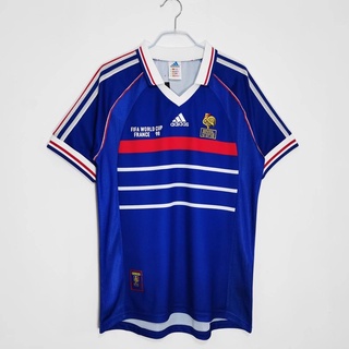 เสื้อกีฬาแขนสั้น ลายทีมชาติฟุตบอล France home 1998 season คุณภาพสูง AAA สไตล์เรโทร ไซซ์ S-XXL