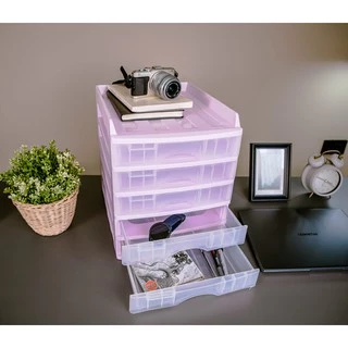 ตู้ลิ้นชัก 5 ชั้น พร้อมถาดบน A-109-1 สีม่วงพาสเทล Organizer with upper tray Purple Pastel color