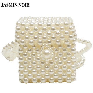 Jasmin Noir 2021 กระเป๋าสะพายไหล่กระเป๋าเมสเซนเจอร์ทรงสี่เหลี่ยมประดับมุกสําหรับผู้หญิง