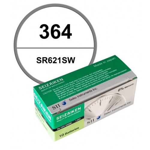 ถ่านนาฬิกา SEIZAIKEN Seiko 364, SR621SW 1.55V ของแท้ จำหน่ายยกกล่อง ( 1กล่อง จะมี 10 เม็ด)