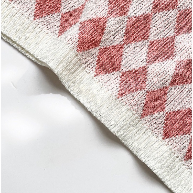 SHOP_MKL🌿เสื้อสายเดี่ยวไหมพรมลายตาราง ผ้านิ่มใส่สบาย#32075 - รูปที่ 3